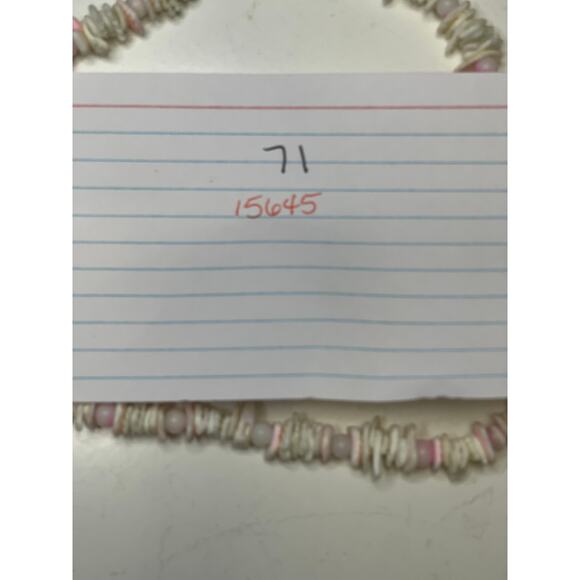 white shell necklace beach vacation costume jewelry puca pucka w pink beads - Picture 8 of 8